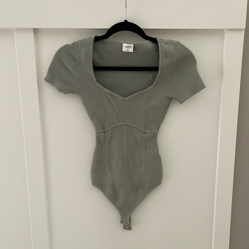 Abercrombie & Fitch Green Ribbed Bodysuit